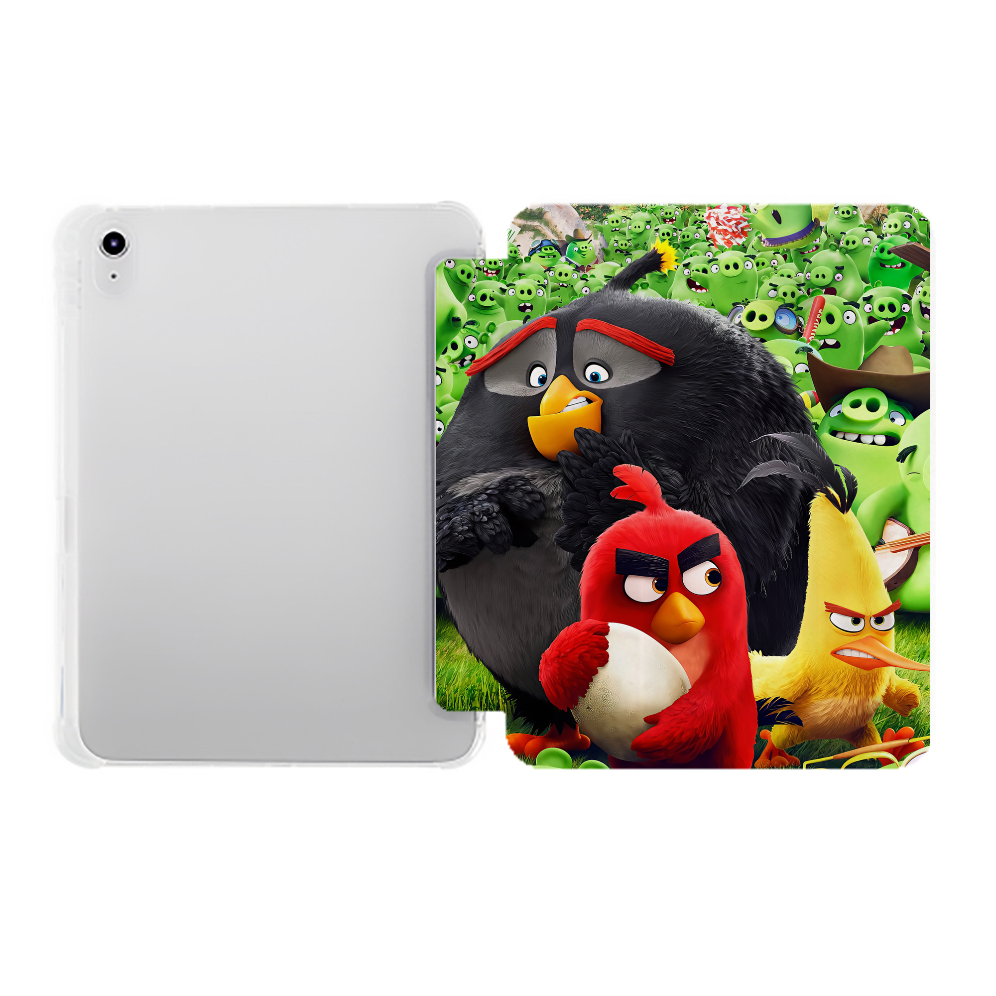 （画像用） Angry Birds アングリーバード IPad ケース ペン収納付き 三つ折りスタンド PUレザー×シリコン 対応機種9.5/10.5/10.9インチ